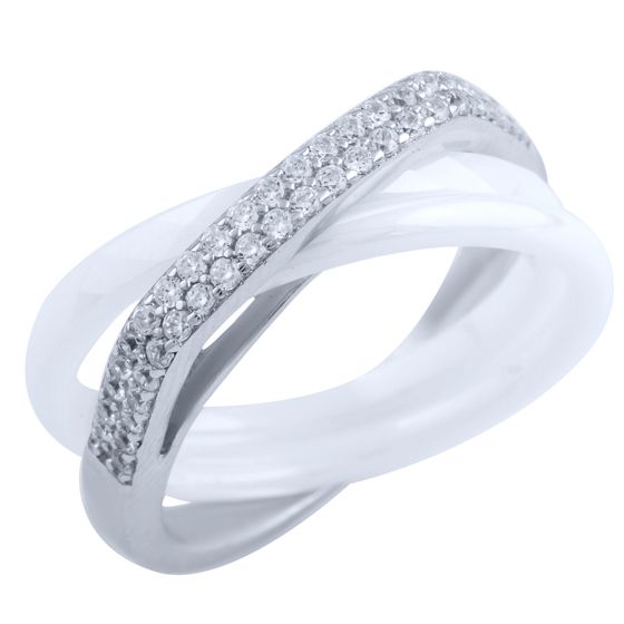 Silver ring with ceramics