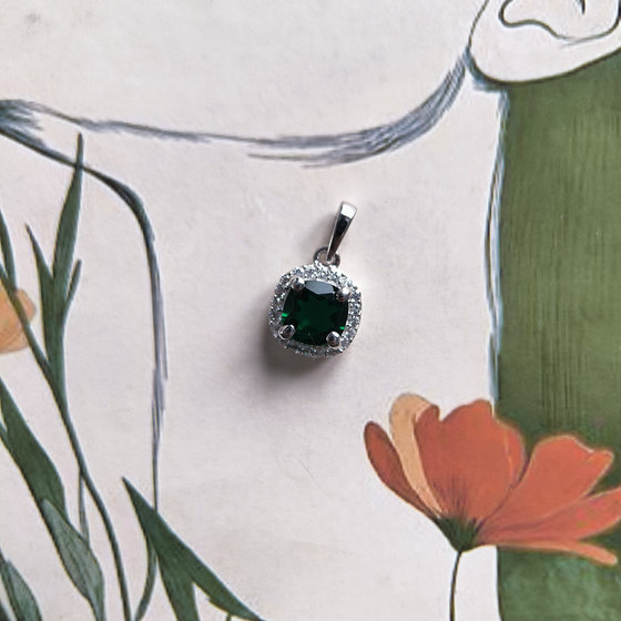 Срібна підвіска з смарагдом nano 1.115ct