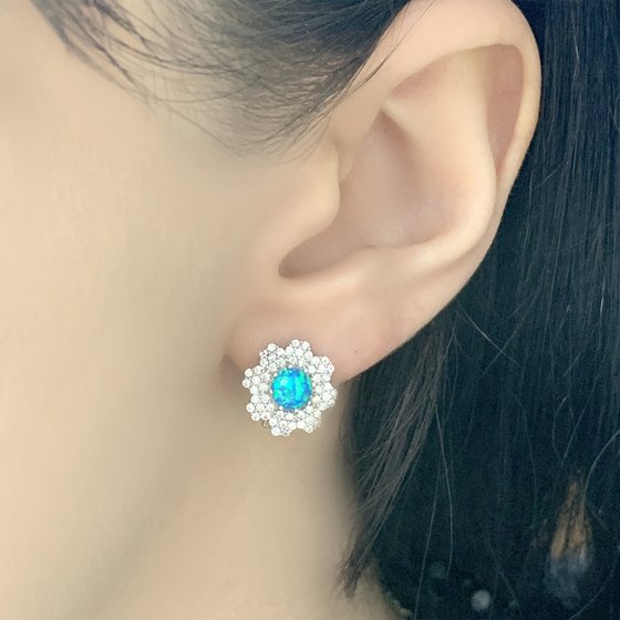 Срібні сережки з опалом 1.875ct