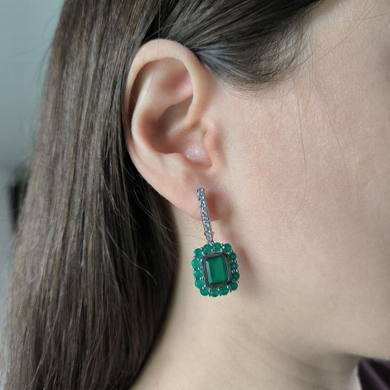 Серебряные серьги с агатом 7.73ct