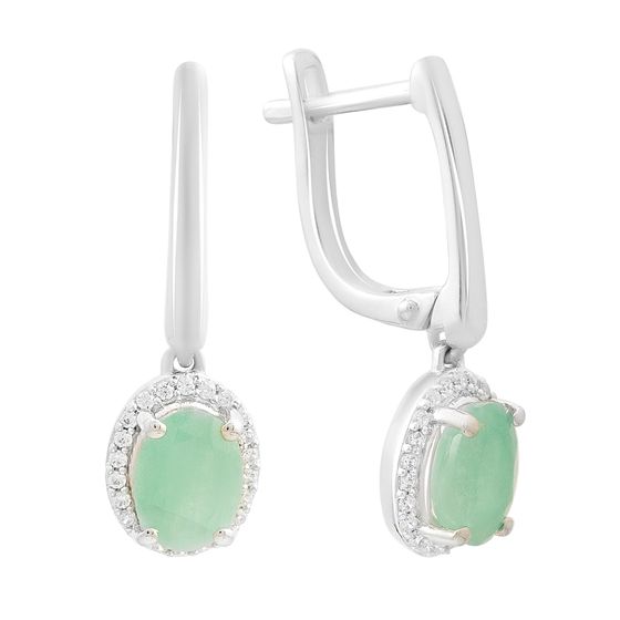 Серебряные серьги с изумрудом 2.59ct