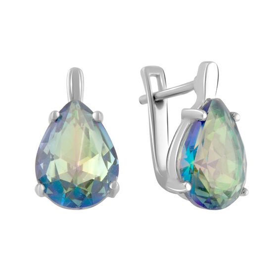 Silver earrings with a 5.8-carat mystic topaz