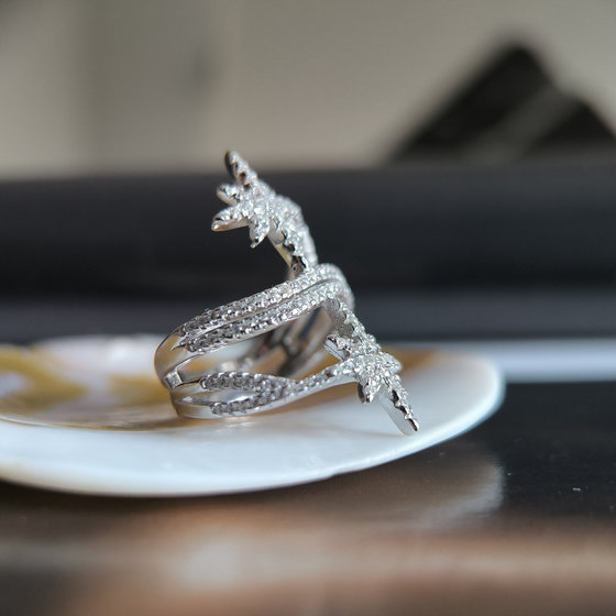 Silver ring with cubic zirconia