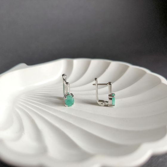 Серебряные серьги с изумрудом 1.385ct