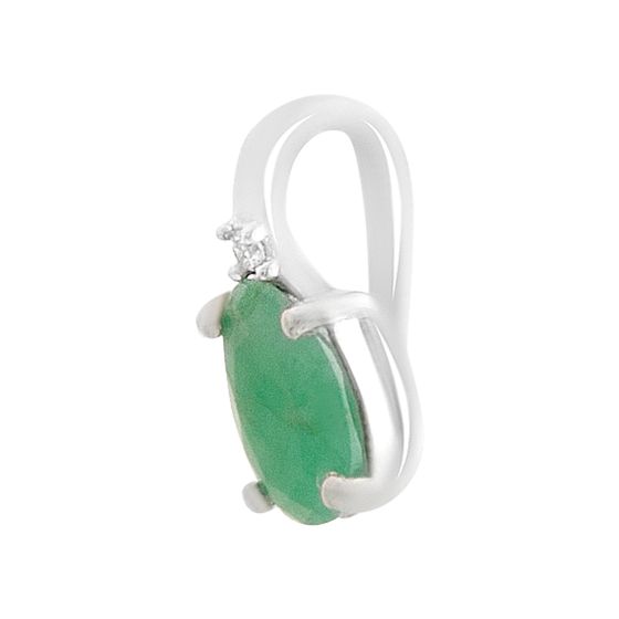 Silver pendant with emerald, fianites