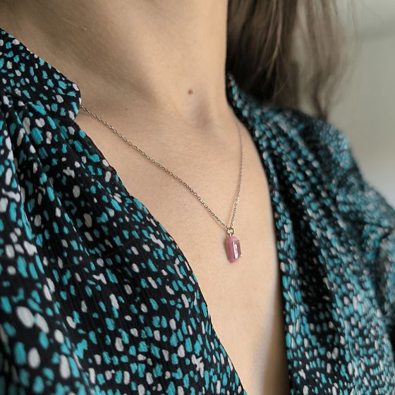 Silver necklace with phianites, semallu