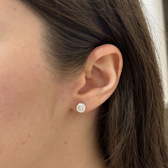 Silver earrings with mother-of-pearl, fianites