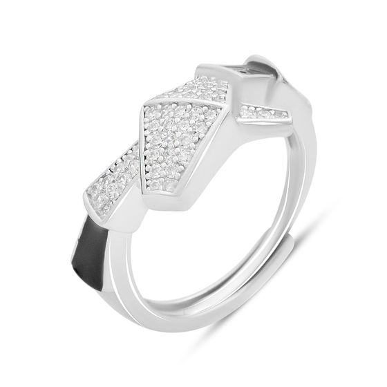 Silver ring with phianites, semallu