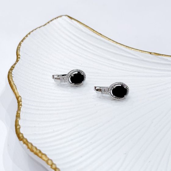 Срібні сережки з сапфіром 4.927ct, фіанітами