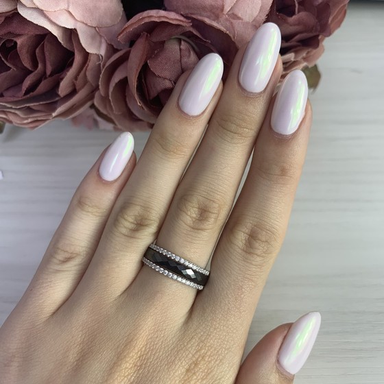 Silver ring with ceramics