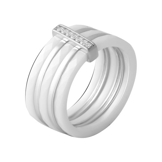 Silver Ring with Ceramics, Fianites