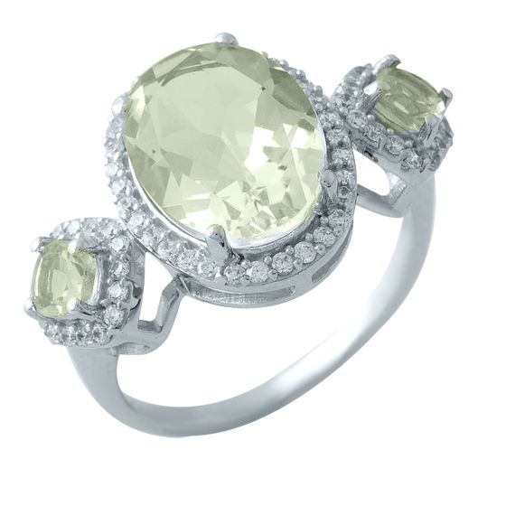 Серебряное кольцо с зеленим аметистом 6.758ct
