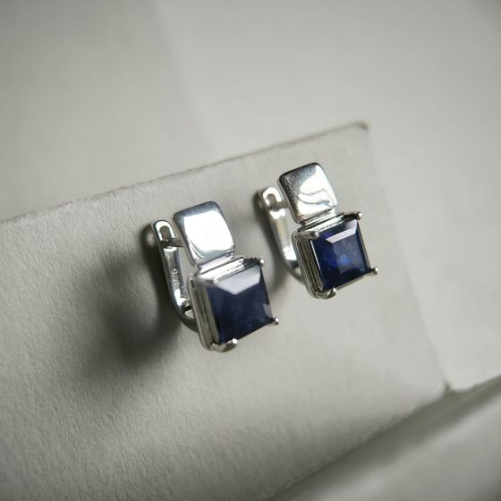 Серебряные серьги с сапфиром 7.2ct