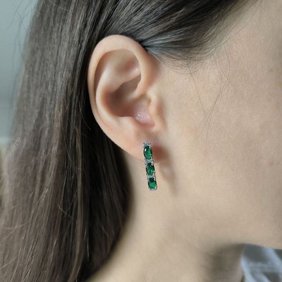 Срібні сережки зі смарагдом nano 2,114 карата