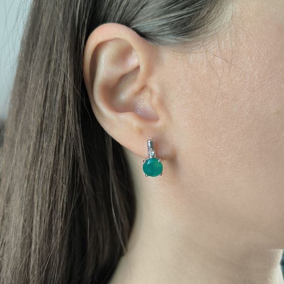 Серебряные серьги с агатом 3.648ct