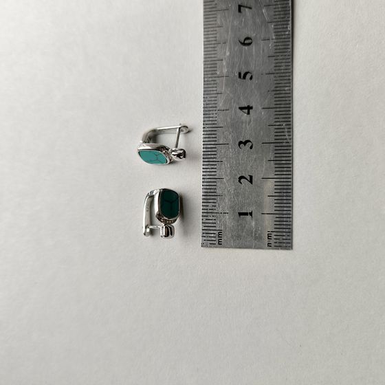 Silver earrings with turquoise, fianites
