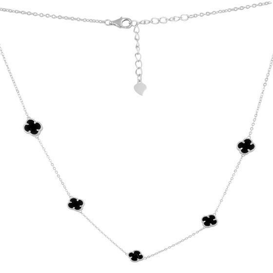 Silver necklace with onyx