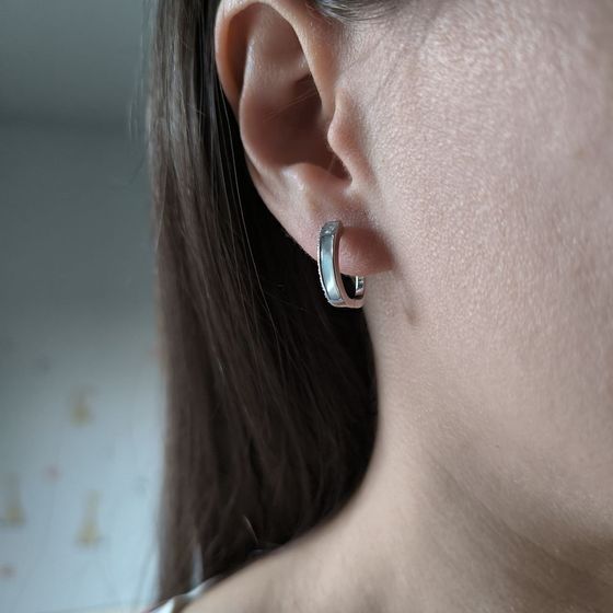 Серебряные серьги с фианитами, перламутром