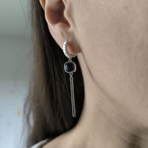 Срібні сережки з сапфіром nano 1.86ct