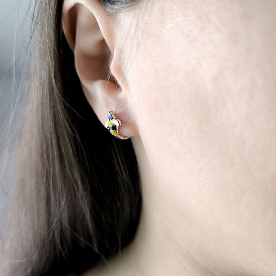 Серебряные серьги с емаллю