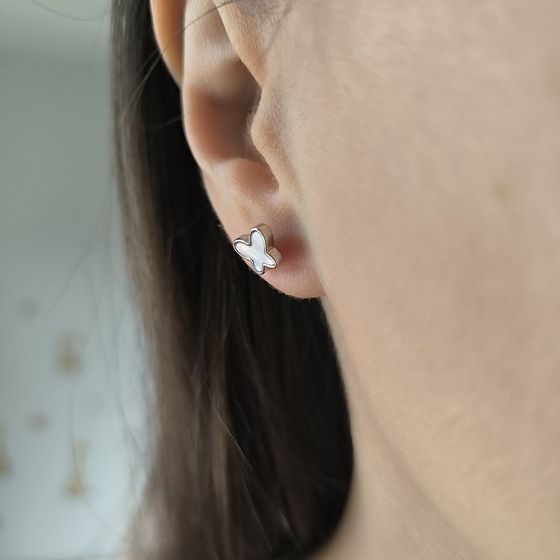 Срібні сережки з перламутром