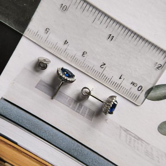 Срібні сережки з сапфіром nano 1.698ct