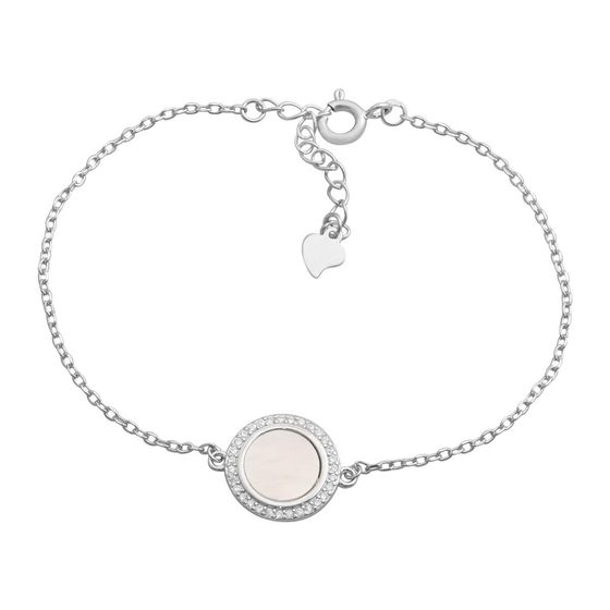 Silver bracelet with mother-of-pearl, phyanites
