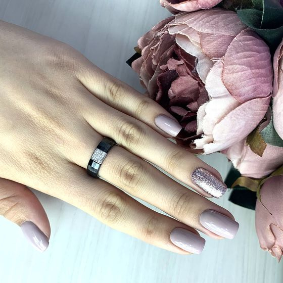 Silver ring with ceramics