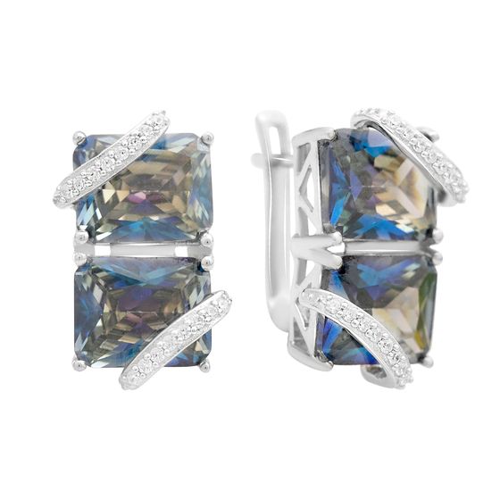 Срібні сережки з містик топазом 21.949ct