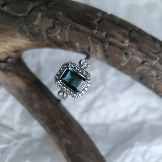 Silver ring with London Blue topaz