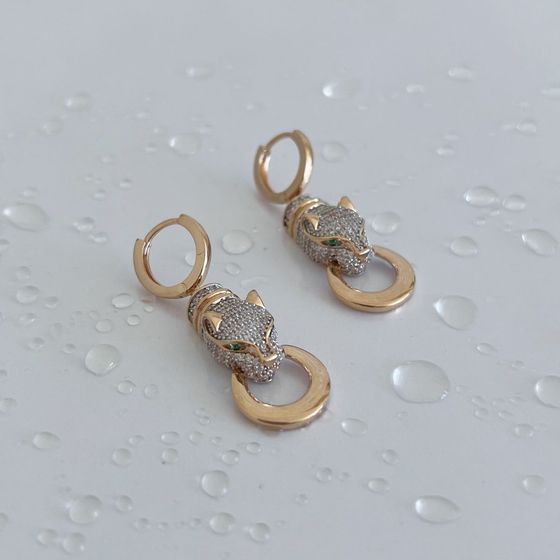 Золоті сережки з фіанітами 1.4ct