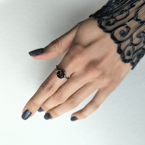 Срібна каблучка з раухтопазом (димчастим кварцом)