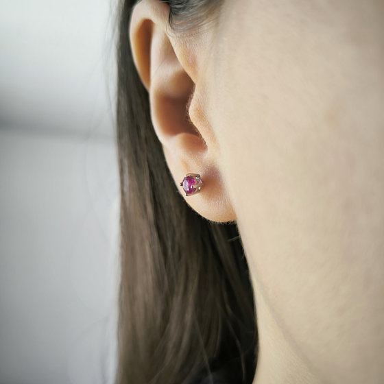 Срібні сережки з рубіном 0.69ct