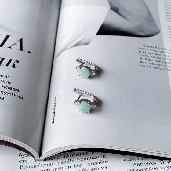 Срібні сережки зі смарагдом 2,788 карата