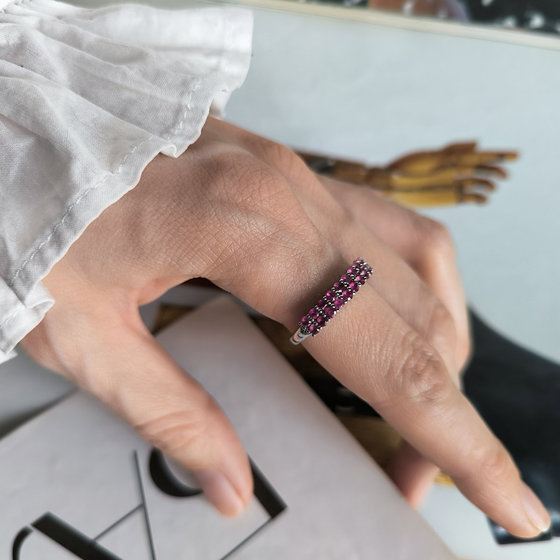 Silver ring with ruby