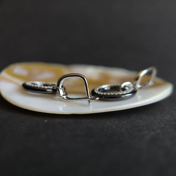 Срібні сережки з , керамікою