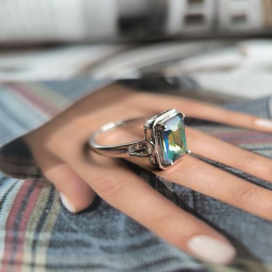 Срібна каблучка з містик топазом 1.6ct