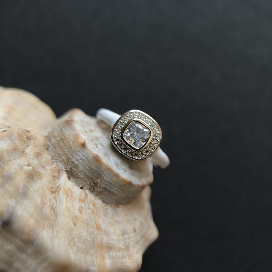 Silver ring with yemallu, fianites