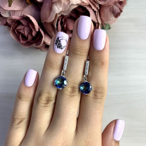 Серебряные серьги с мистик топазом 4.558ct