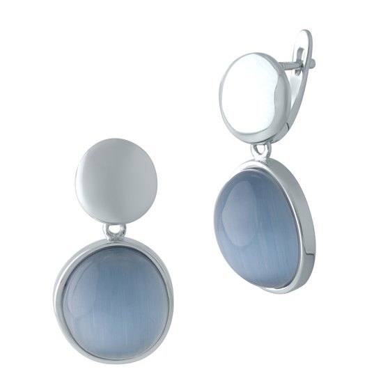 Silver earrings with cat's eye stones (17.281 carats)