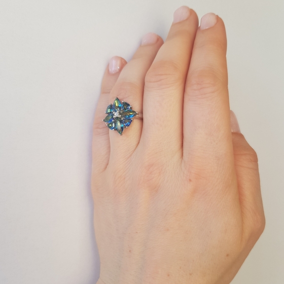 Silver ring with mystic topaz 3.6ct