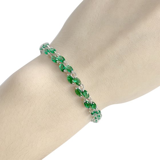 Серебряный браслет с изумрудом nano