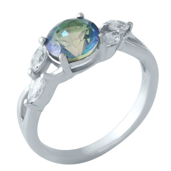 Silver ring with a 1.385-carat mystic topaz