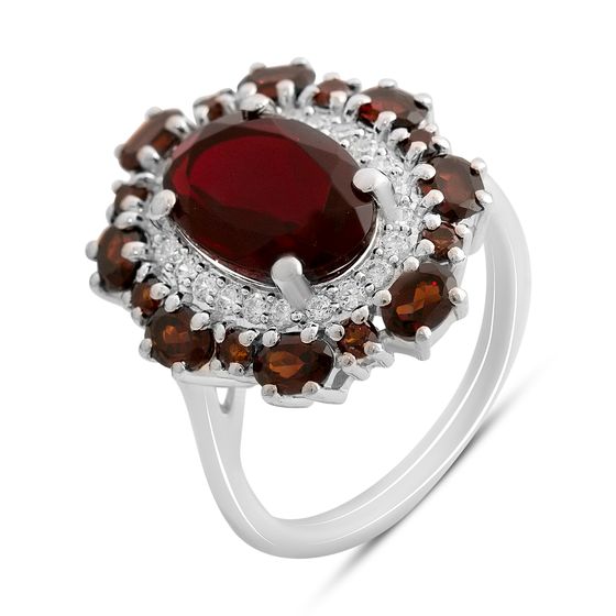 Silver ring with nano garnet, garnet
