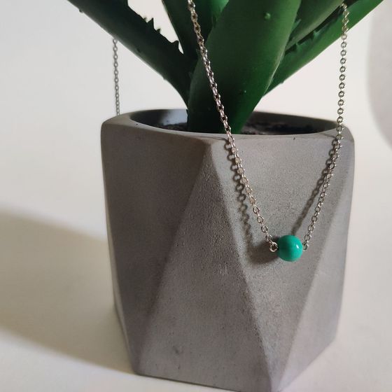 Silver necklace with turquoise