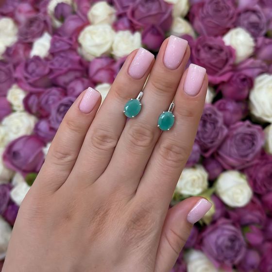 Срібні сережки зі смарагдом 4,808 карата