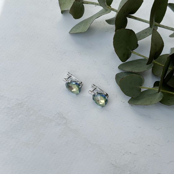 Silver earrings with a 5.8-carat mystic topaz