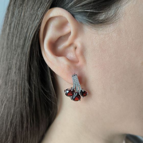 Серебряные серьги с гранатом 8.463ct