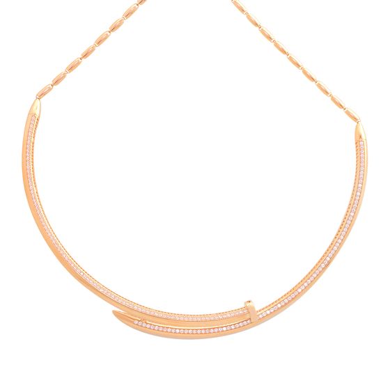 Gold Necklace with 3.32ct Rhinestones