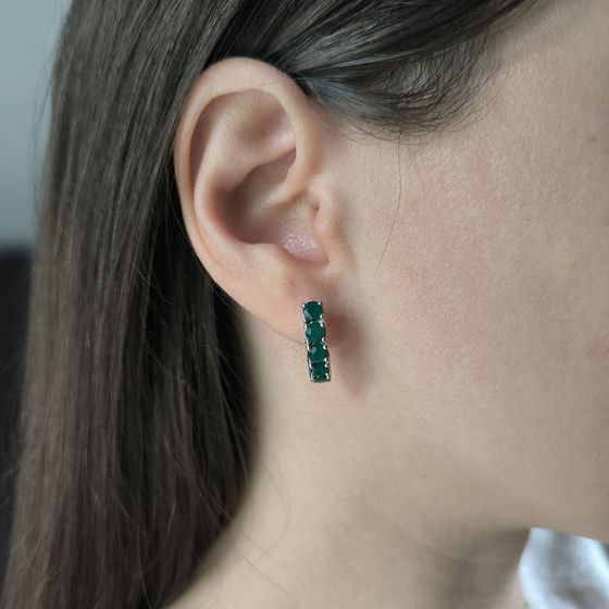 Серебряные серьги с агатом 2.082ct